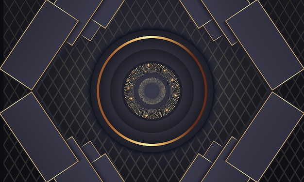 Elegante círculo dorado lujo fondo copia espacio iluminación chispa puntos brillantes vector de partículas