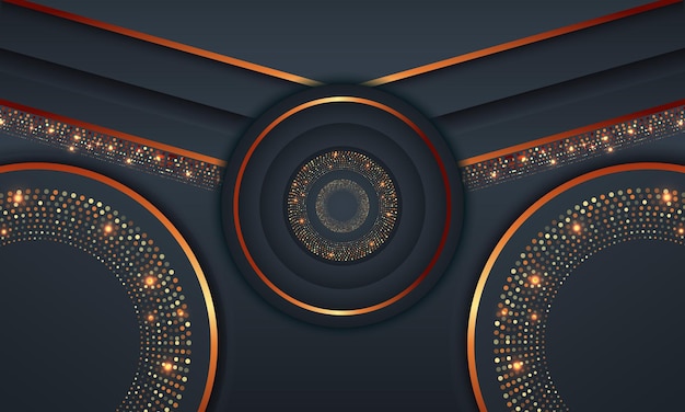 Elegante círculo dorado lujo fondo copia espacio iluminación chispa puntos brillantes vector de partículas