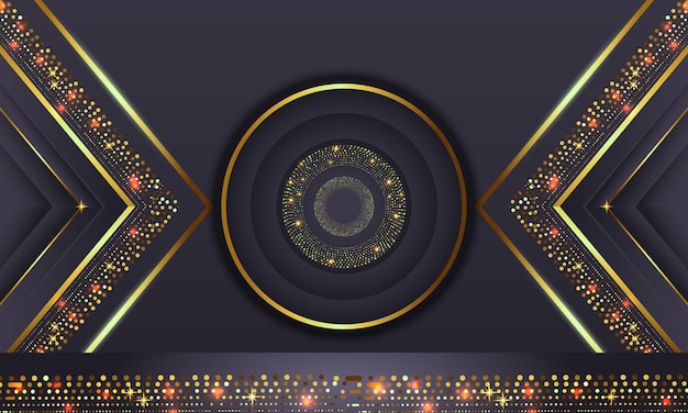 Elegante círculo dorado lujo fondo copia espacio iluminación chispa puntos brillantes vector de partículas