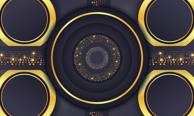 Elegante círculo dorado lujo fondo copia espacio iluminación chispa puntos brillantes vector de partículas