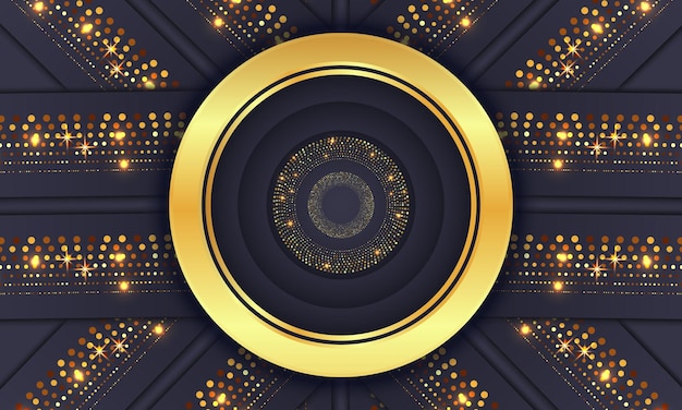 Elegante círculo dorado lujo fondo copia espacio iluminación chispa puntos brillantes vector de partículas