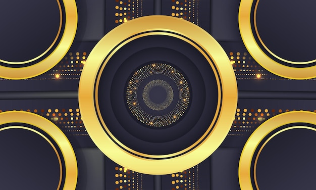 Elegante círculo dorado lujo fondo copia espacio iluminación chispa puntos brillantes vector de partículas