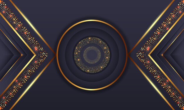 Elegante círculo dorado lujo fondo copia espacio iluminación chispa puntos brillantes vector de partículas