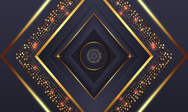 Elegante círculo dorado lujo fondo copia espacio iluminación chispa puntos brillantes vector de partículas