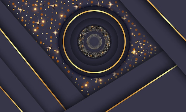 Elegante círculo dorado lujo fondo copia espacio iluminación chispa puntos brillantes vector de partículas