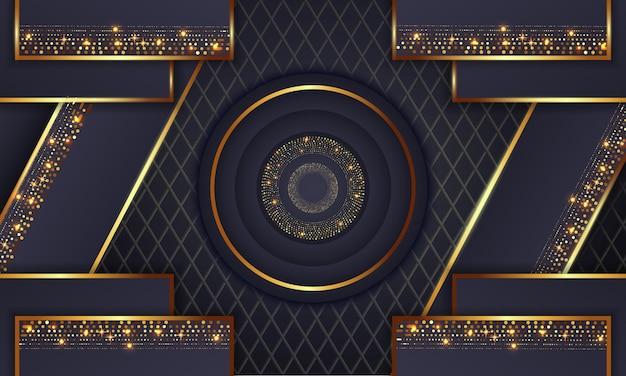 Elegante círculo dorado lujo fondo copia espacio iluminación chispa puntos brillantes vector de partículas