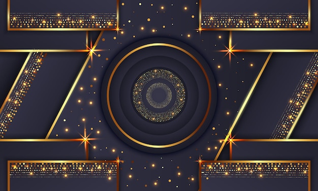 Elegante círculo dorado lujo fondo copia espacio iluminación chispa puntos brillantes vector de partículas