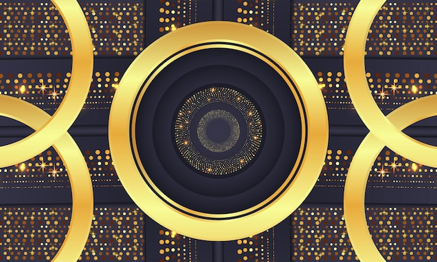 Elegante círculo dorado lujo fondo copia espacio iluminación chispa puntos brillantes vector de partículas