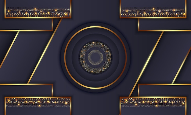 Elegante círculo dorado lujo fondo copia espacio iluminación chispa puntos brillantes vector de partículas