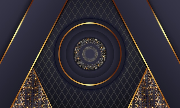 Elegante círculo dorado lujo fondo copia espacio iluminación chispa puntos brillantes vector de partículas