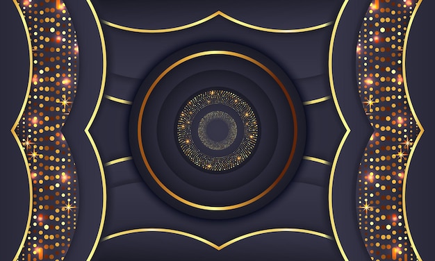 Elegante círculo dorado lujo fondo copia espacio iluminación chispa puntos brillantes vector de partículas