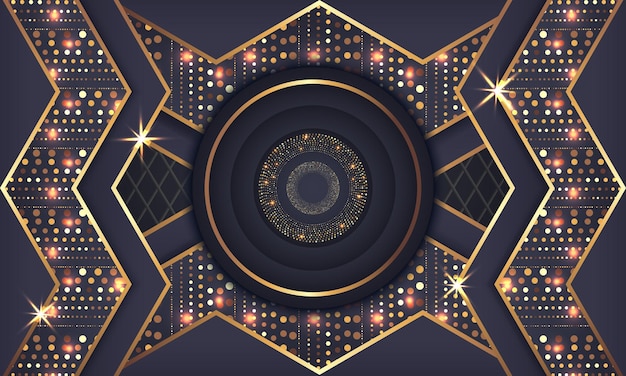 Elegante círculo dorado lujo fondo copia espacio iluminación chispa puntos brillantes vector de partículas