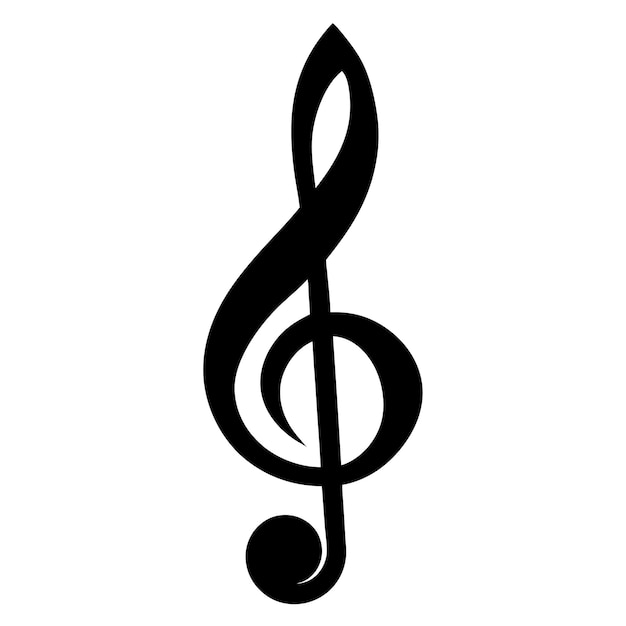 Elegante clave de agudo blanco y negro con notas musicales Vector para diseños y proyectos musicales