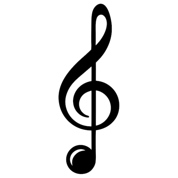 Elegante clave de agudo blanco y negro con notas musicales Vector para diseños y proyectos musicales
