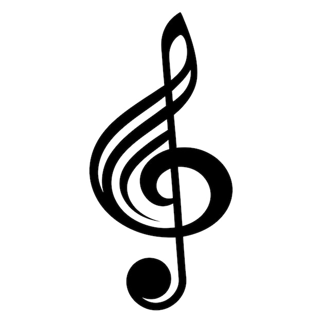 Elegante clave de agudo blanco y negro con notas musicales Vector para diseños y proyectos musicales