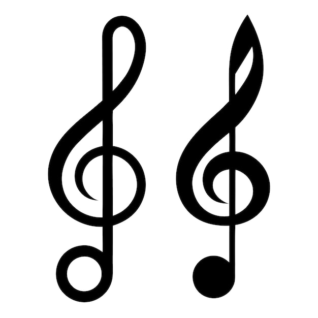 Elegante clave de agudo blanco y negro con notas musicales Vector para diseños y proyectos musicales