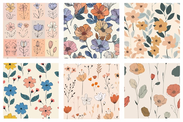 Elegante colección de flores de acuarela de época