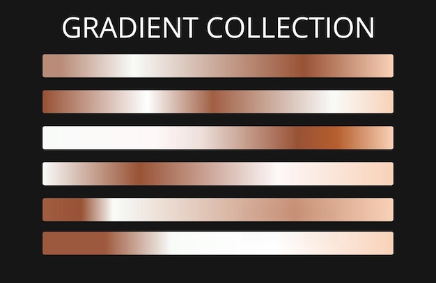Elegante colección de gradientes en tonos metálicos de bronce y cobre