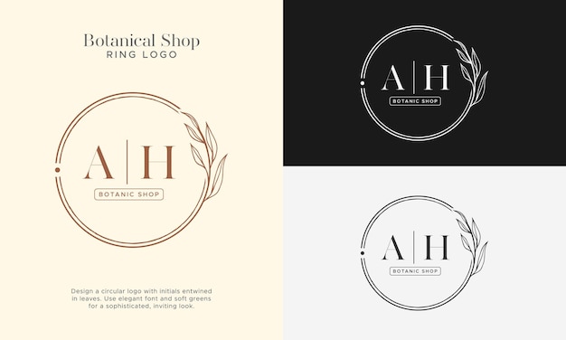 Elegante Colección de Logotipo Inicial del Círculo Botánico Diseños encantadores de hojas y flores para su marca