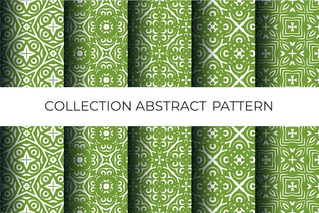 Elegante colección de patrones sin costuras abstractos verdes para diseño textil y fondos