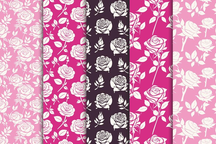 Elegante colección de patrones de rosas rosadas