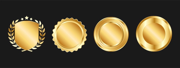 Elegante colección vectorial de emblemas y insignias de oro