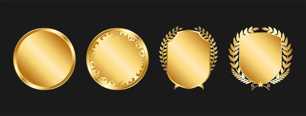 Elegante colección vectorial de emblemas y insignias de oro