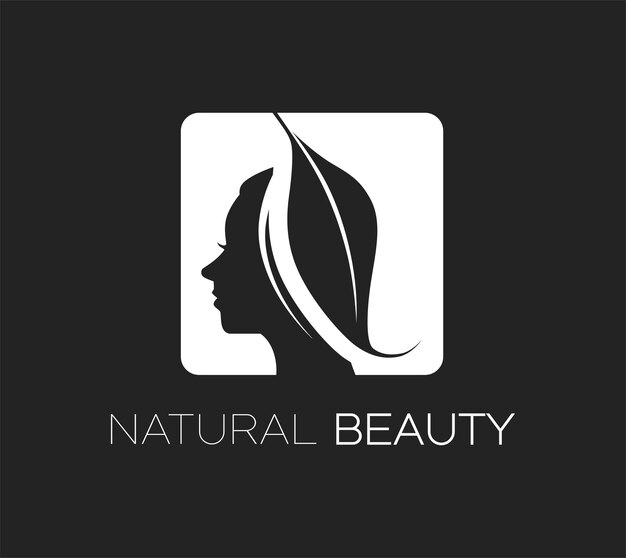 Elegante concepto de logotipo de belleza natural sobre fondo negro