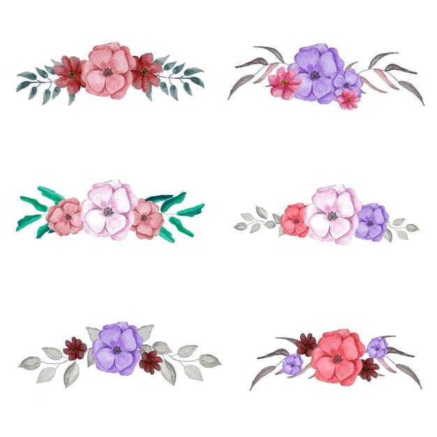 elegante conjunto de acuarela de flores
