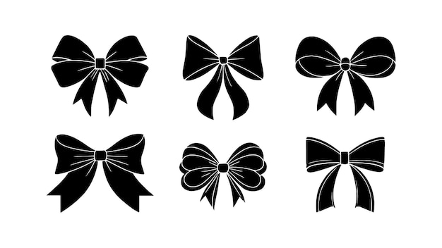 Elegante conjunto de arcos de cinta negra Ilustraciones de contorno vectorial