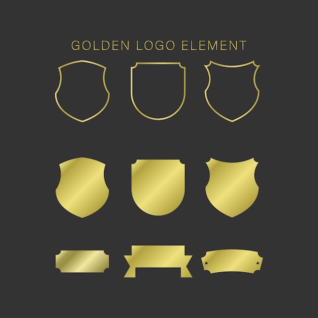 elegante conjunto de borde de marco de logotipo dorado