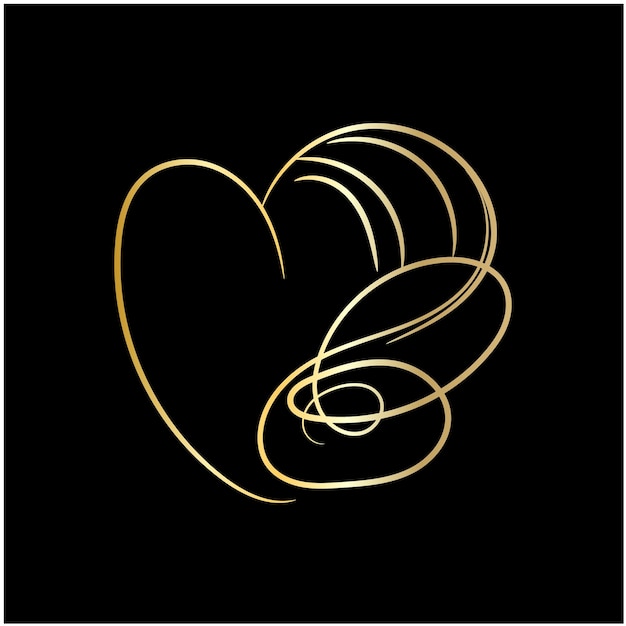 Elegante conjunto decorativo de remolino de amor dorado Elementos de diseño vectorial de adornos de tarjetas de invitación