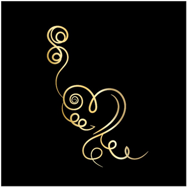 Elegante conjunto decorativo de remolino de amor dorado Elementos de diseño vectorial de adornos de tarjetas de invitación