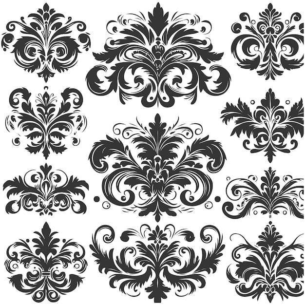 Elegante conjunto floral ornamental decorativo