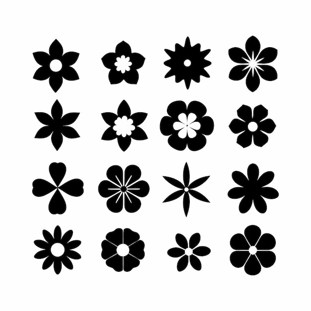 Elegante conjunto de iconos de flores Ilustración de elementos de diseño vectorial