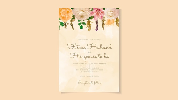 Elegante conjunto de invitación de boda de flores, decoración floral, tarjeta de matrimonio