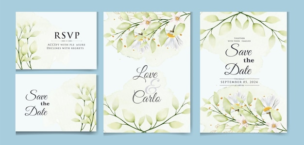 Elegante conjunto de invitaciones florales para bodas