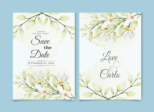 Elegante conjunto de invitaciones florales para bodas