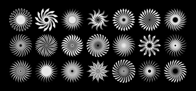 Elegante conjunto de logotipos de círculos solares abstractos de líneas afiladas