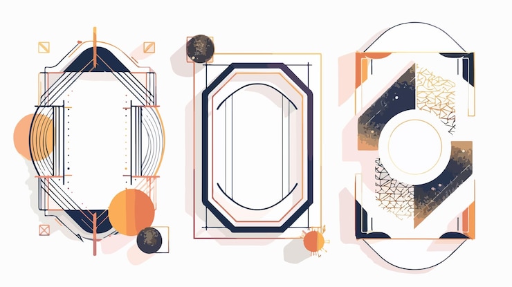 Vector elegante conjunto de marcos de estilo art deco para diseños artísticos de línea minimalistas