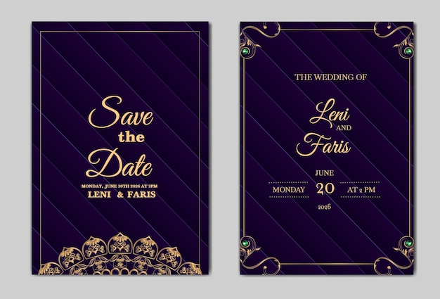 Elegante conjunto de tarjetas de invitación de boda