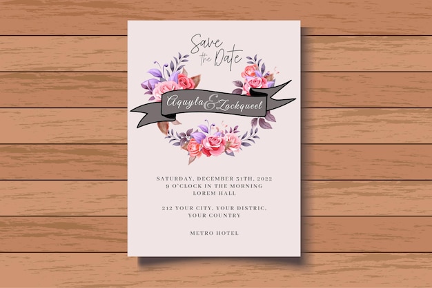 Elegante conjunto de tarjetas de invitación floral acuarela