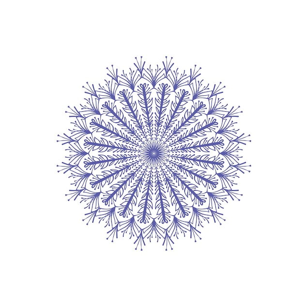 Elegante copo de nieve azul sobre fondo blanco