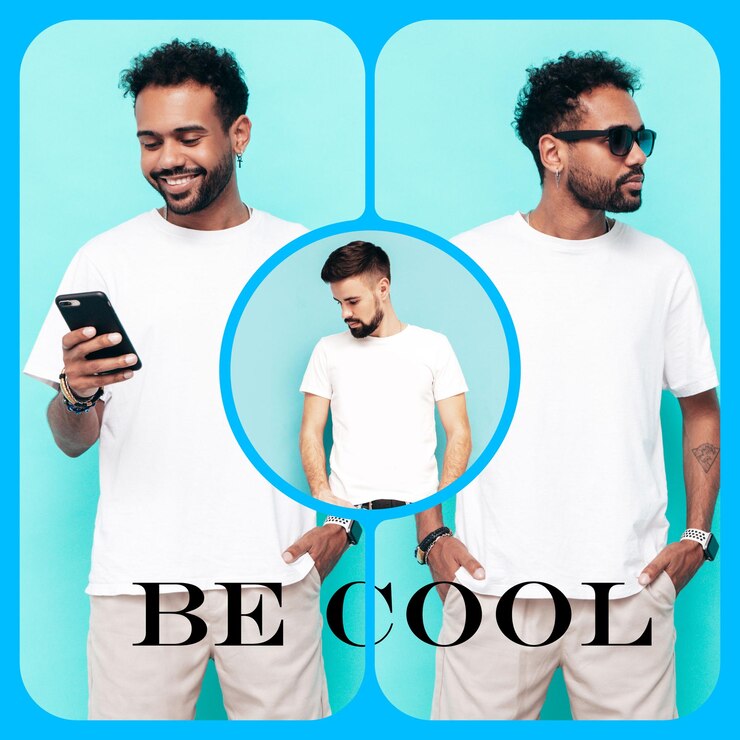 Vector elegante corte cuadrado y círculo línea moda plantilla de redes sociales