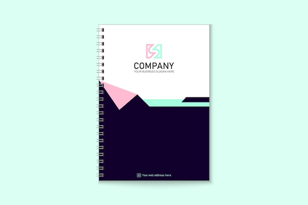 elegante cubierta de cuaderno rosa y azul para una empresa comercial moderna