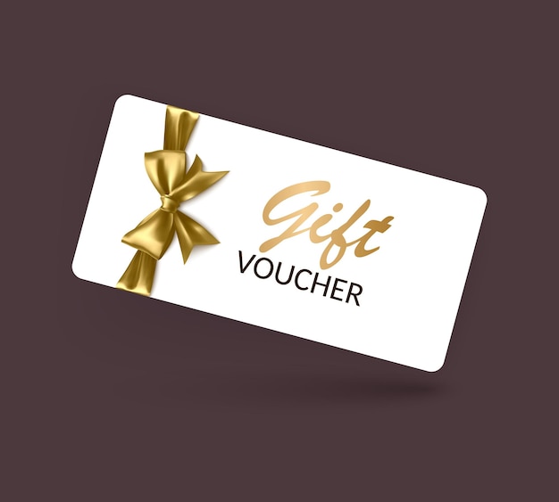 Elegante cupón de regalo con arco de oro