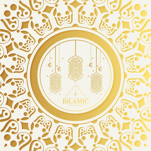 Vector elegante decoración blanca y dorada de fondo de ramadan kareem