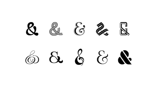 Elegante decoración con estilo ampersand para invitación personalizada Colección decorativa Sans serif