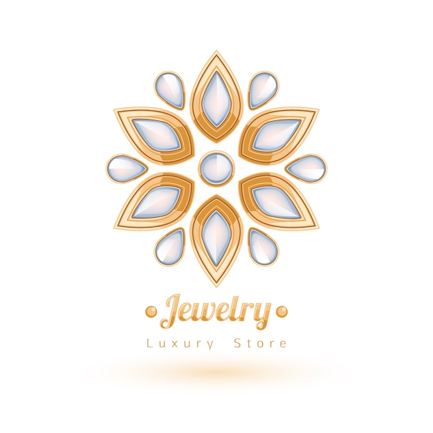 Vector elegante decoración de joyas de piedras preciosas. viñetas florales étnicas. bueno para el logotipo de la joyería de moda.