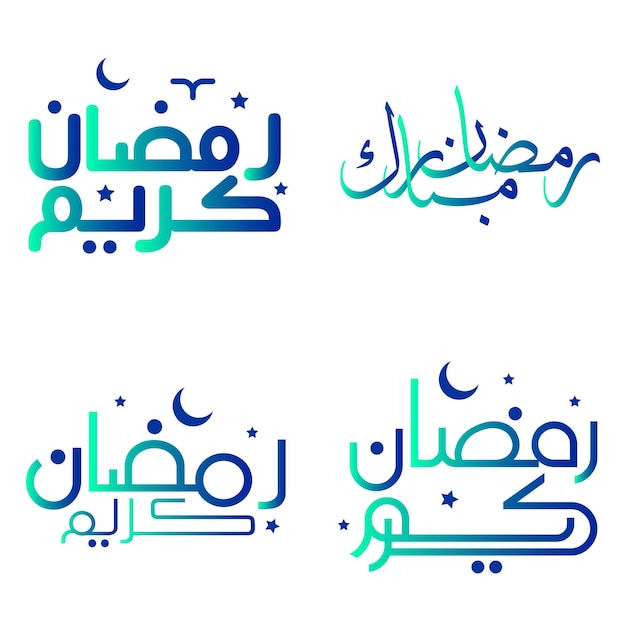 Elegante degradado verde y azul ilustración vectorial de Ramadán Kareem con caligrafía árabe
